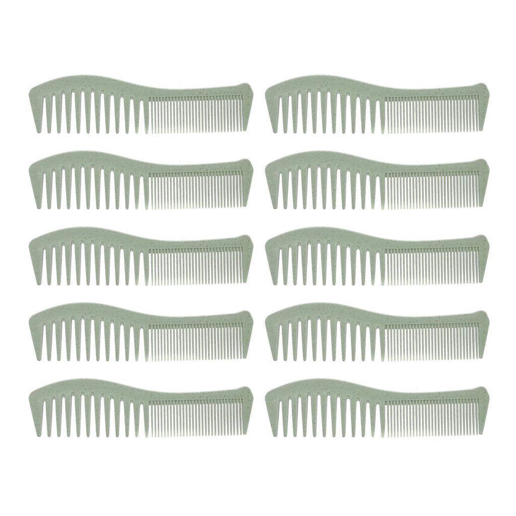 10 Pcs Wheat Straw Double Headed Hair Comb Reduce Tangling Wet Dry Hair Use Wide Fine Tooth Detangli