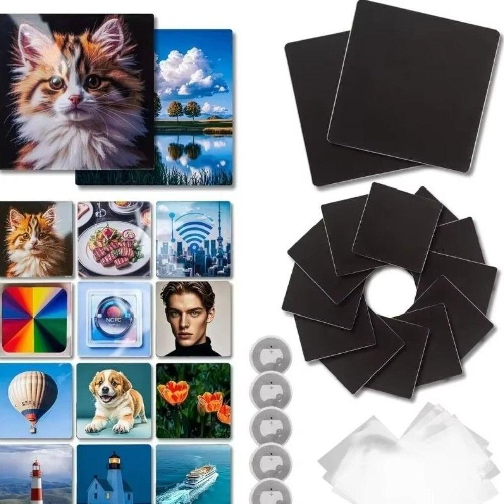 10pcs Handmade Transparent Photo Magnets Acrylic Fridge Magnets Material Kit DIY Fridge Magnet Kit