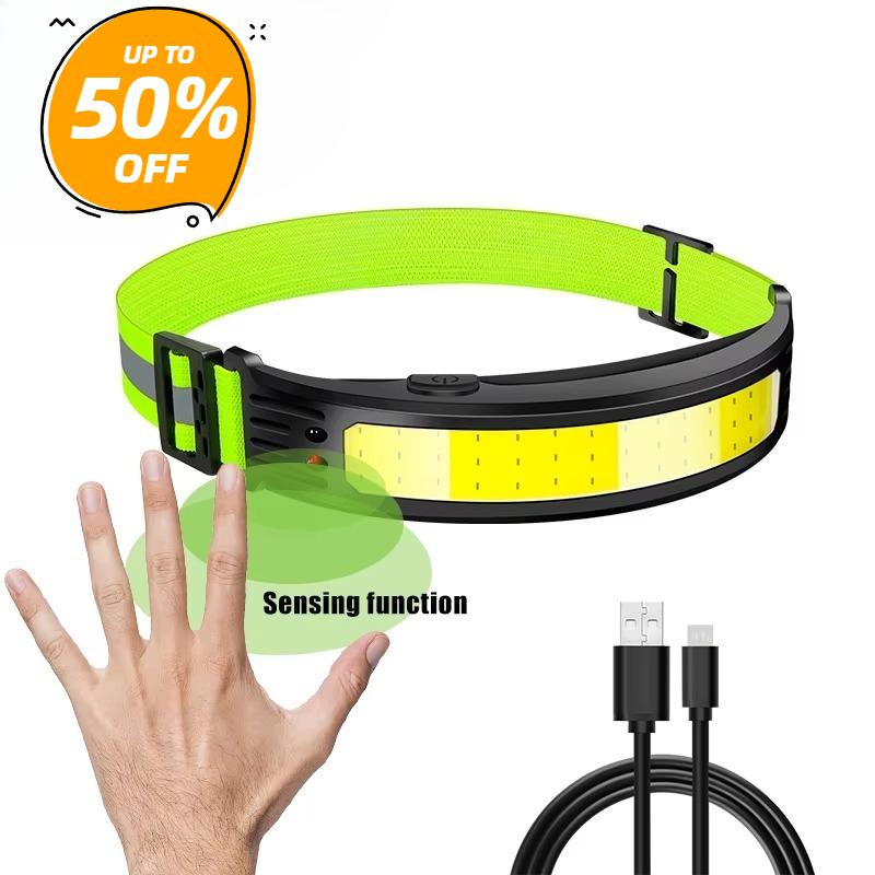 Sensor Headlamp LED Head Flashlight Rechargeable Headlight Head Torch Built-in Battery 5 Lighting Modes Fishing Camping Lantern