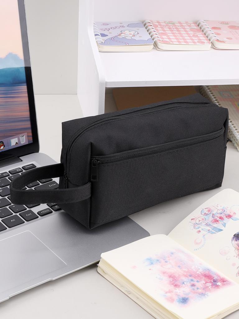 Polyester pencil case Double zipper design stationery estuche Large capacity storage pencilcase Back-to-school gift pencil case
