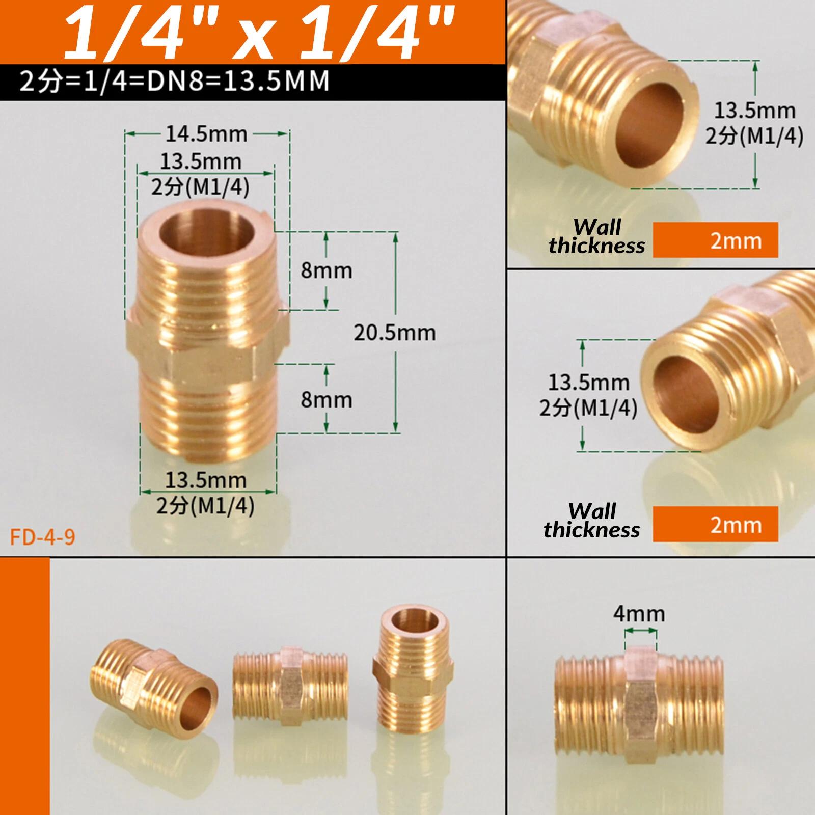 

1/8 1/4 3/8 1/2 3/4 1 BSP Brass Male to Male Thread Hex Nipples Equal Straight Reducing Brass Connector for Water Oil Gas 1pcs