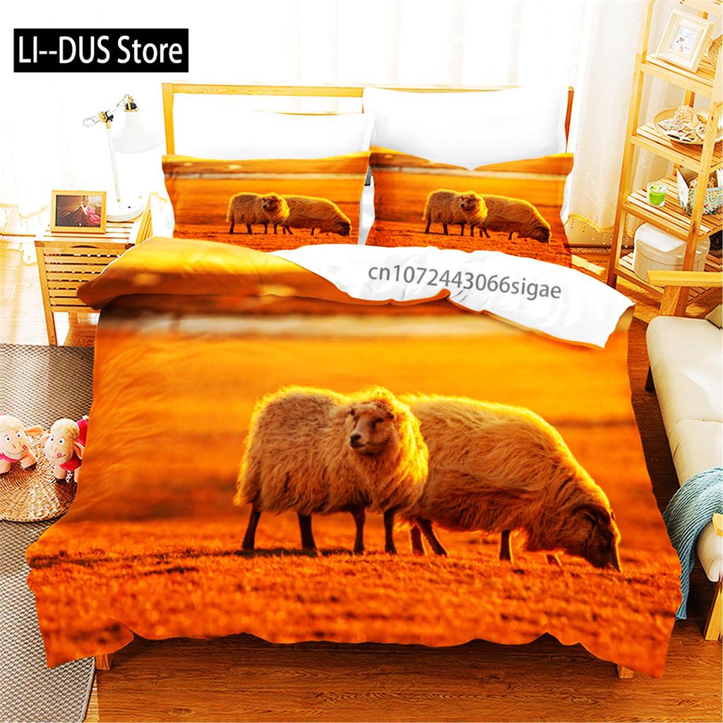 3D Printed Sheep Duvet Cover With Pillow Cover Bedding Set Single Double Twin Full Queen King Size Animal Bed Set Bedroom Decor