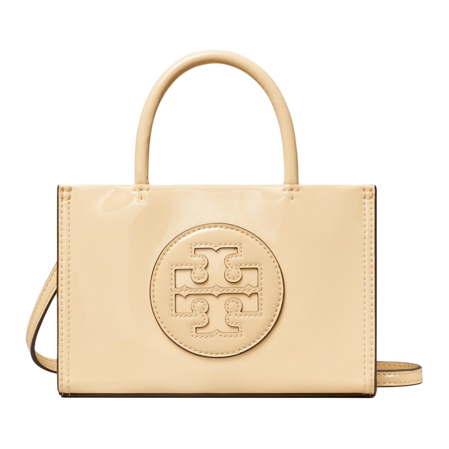 

Tory Burch Ella Bio Logo Magnetic Closure Bridge Design Tote Bag Shopping Bag Shoulder Crossbody Bag Patent Leather Handbag Mini Women Tote 161878-700 Basic Set (Bag+Dust Bag)
