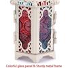 2 Piece Moroccan Style Candle Lights - Small Tea Light Candle Holder with Stained Glass Panel