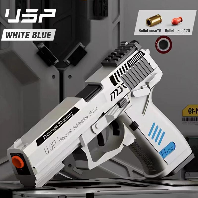 Non-Toxic Shell Ejecting Toy Gun Airsoft Pistol Soft Bullet Usp Weapon Children Armas Continuous Shoot Outdoor Game Toys For Children Kid Gift