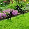 Metal Chicken or Cat Silhouette Garden Decor Iron Metal Statues Stakes Black Matte Finish Hollow out Lawn Silhouette for Outdoor