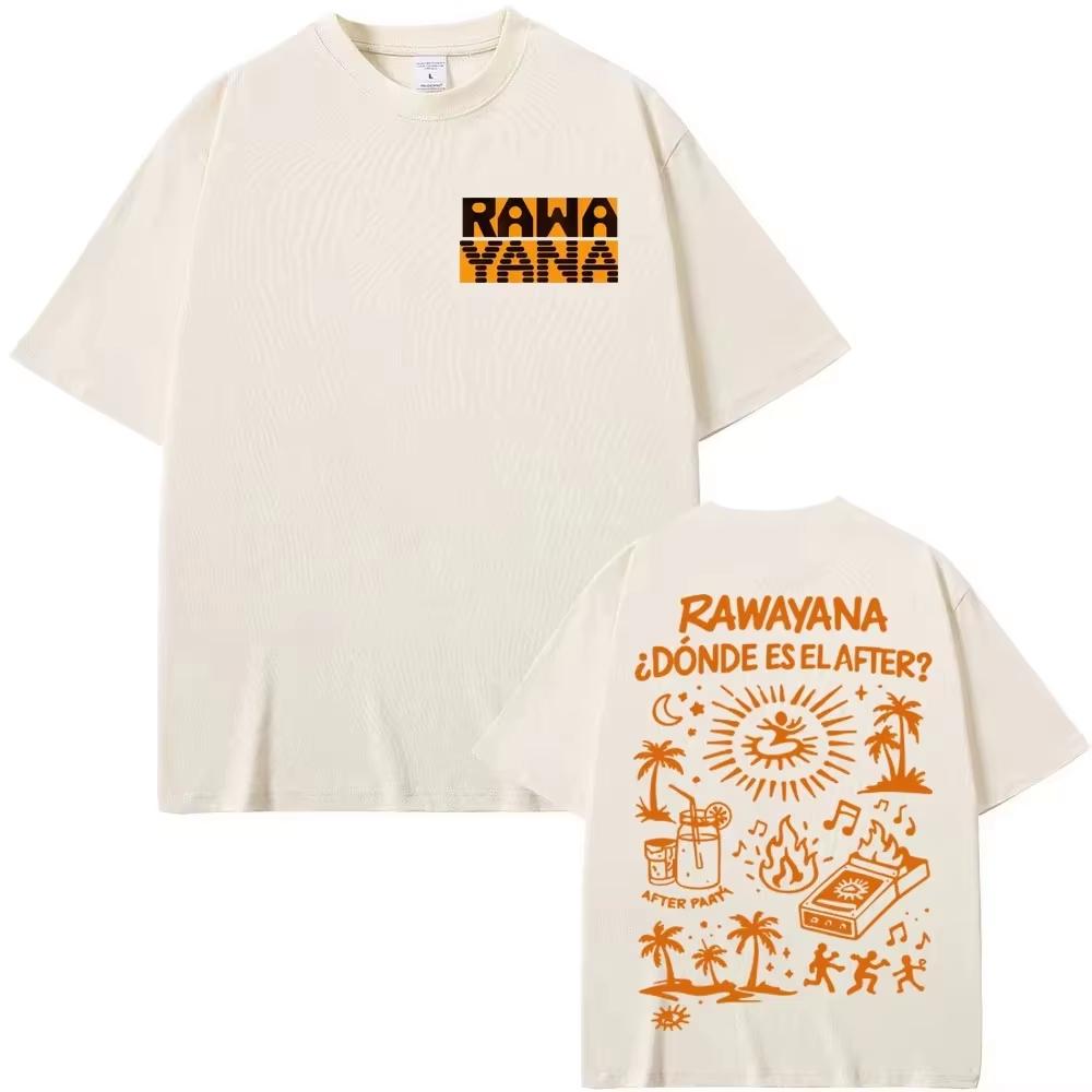 Rawayana ¿Dónde Es El After? Album Graphic T-shirt Vintage Washed Latin Pop Concert Merch Unisex Oversized Crew Neck Cotton Short Sleeve Tee Tops