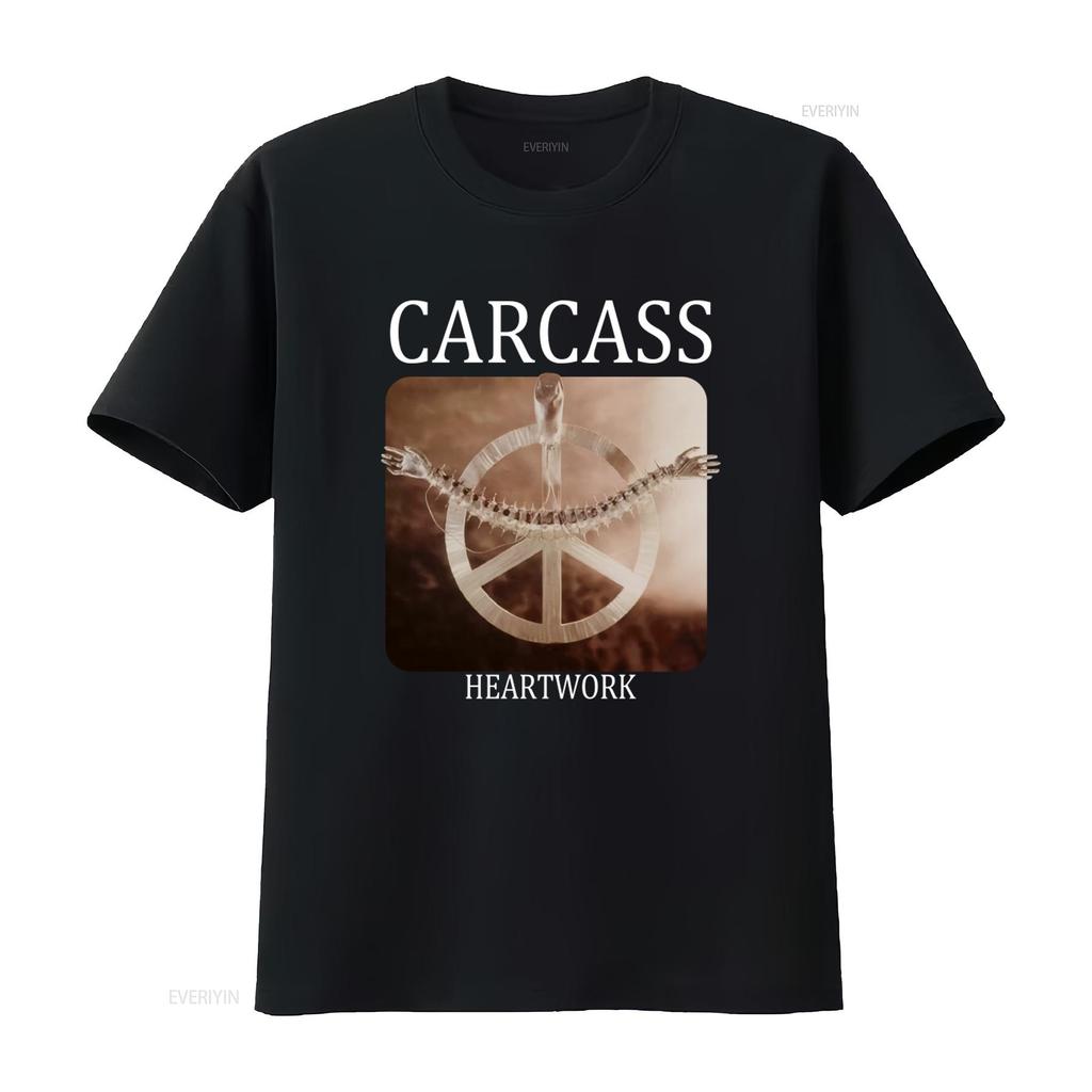 Carcass Heartwork Death Metal Band T Shirt Unique Design with Peace Symbol and Skeletal Arms Perfect for Fans Vintage Washed