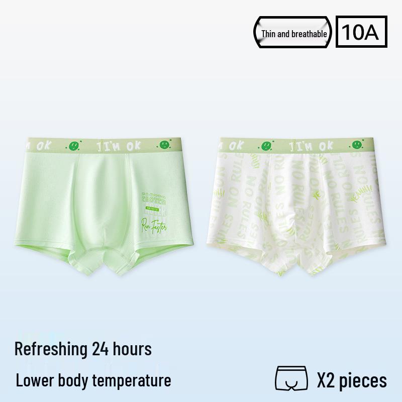 Men's Plus Size Antibacterial Ice Silk Boxer Briefs - Summer Thin 4-Corner Underwear