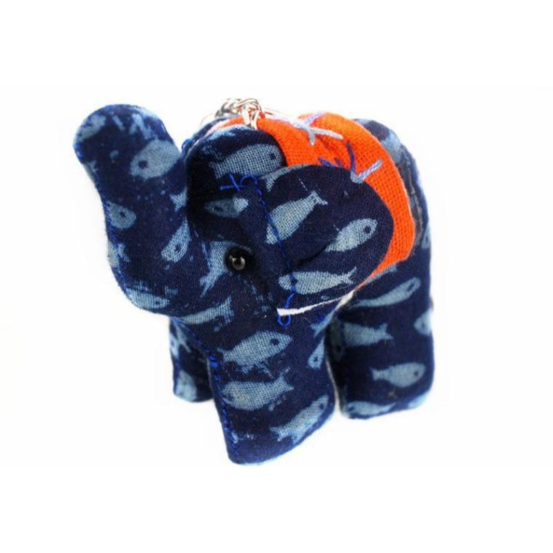 1Pcs Cartoon Handmade Ganesha Keyring Traditional Thai Fabric Elephant Keychain Animal Diy Pendant Car Key Ring