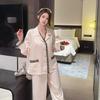Spring and Autumn French Pajamas for Women, Long-sleeve Long Pants, Light Luxury Ice Silk Set, Sophisticated and Casual, Suitable for Outdoor