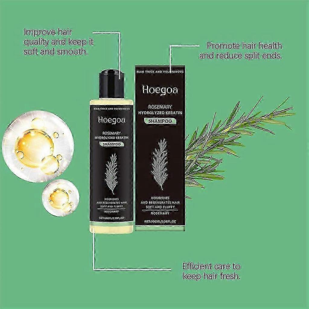 3pcs Rosemary Shampoo For Hair Thickness - Volumizing Strengthening Formula With Hydrolyzed Keratin, Reduces Breakage For Fuller Hair less