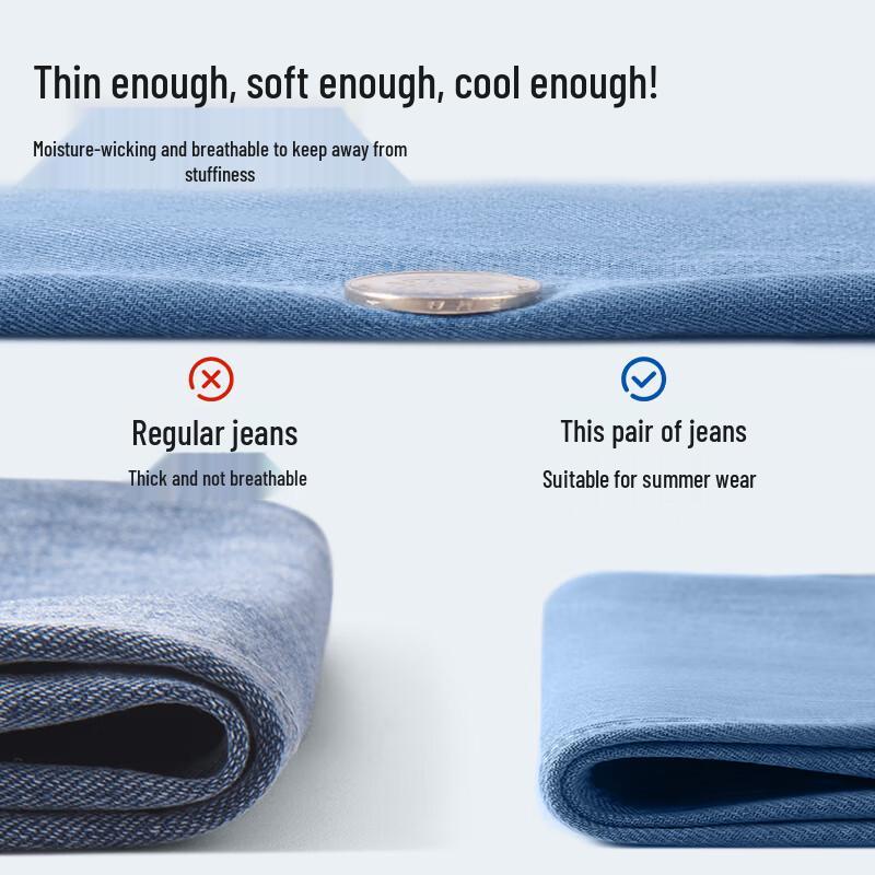 JEEP Men's Ice Silk Tencel Straight Leg Jeans