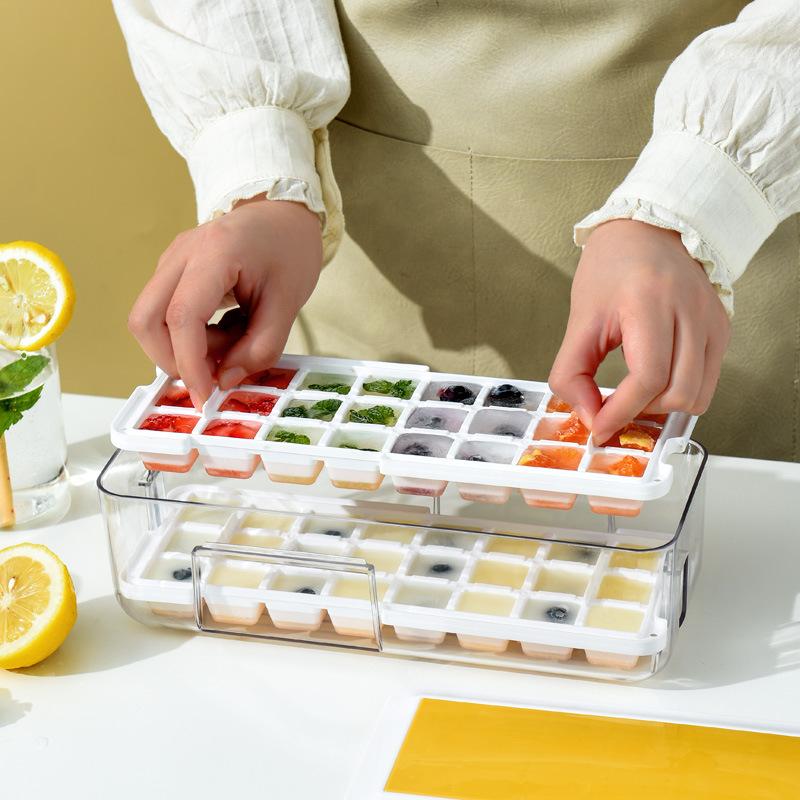 New pressing ice tray household ice cube mold easy to fall off ice storage ice box ice cube divine device silicone ice tray