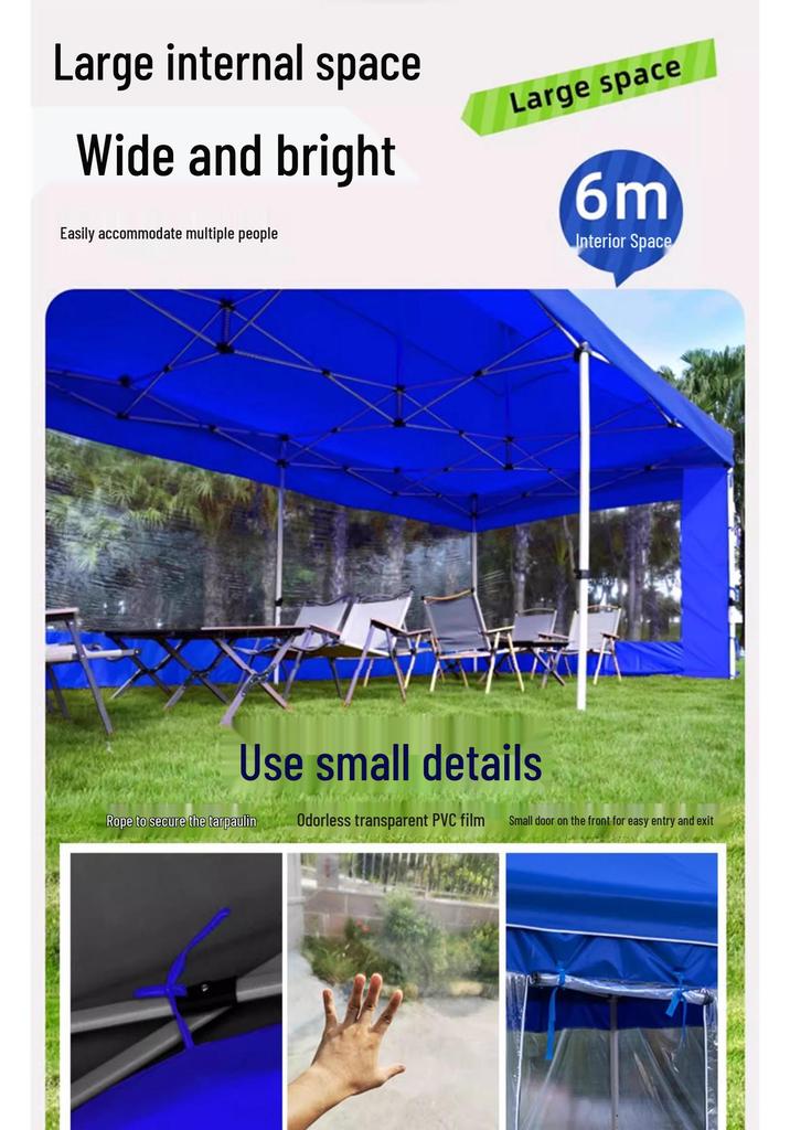 Transparent Tent Side Panel: Windproof & Waterproof Outdoor Canopy Enclosure with Thick Fabric and Durable Edging