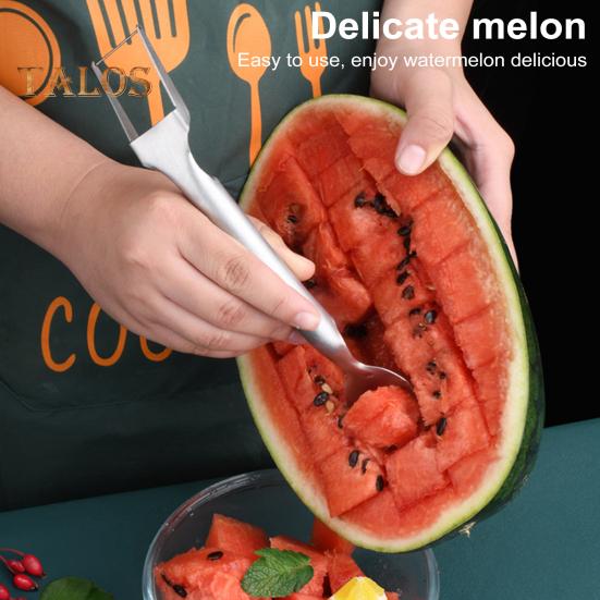 

Вилка для резки арбуза 2-в-1 вилка для фруктов из нержавеющей стали Легкий инструмент для нарезки арбуза для летних вечеринок Кемпинг Эффективная резка манго-дракона серебряный