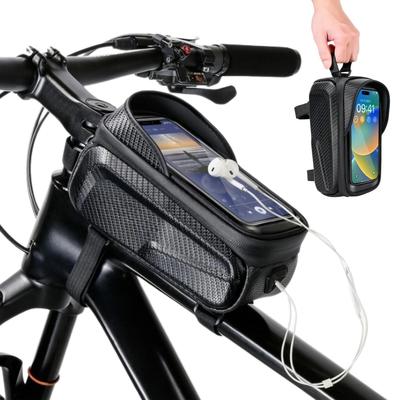 East Leaf Frame Bag, Waterproof EVA Case for Bicycles, with TPU Touch Screen, Fits 6.8-inch Smartphones, Top Tube Style