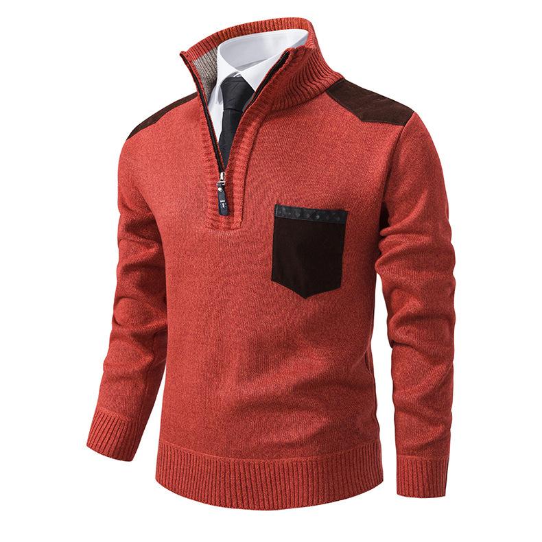 Autumn and Winter Tops Men's Stand-up Collar Thickened Sweater Knitted Sweater Pullover Plus Size Knitted Top Men's