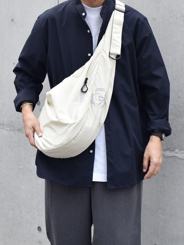 SHIPS any Men's Crescent Shoulder Bag, Ripstop Nylon with Embroidered Logo, 718430121, Natural, One Size