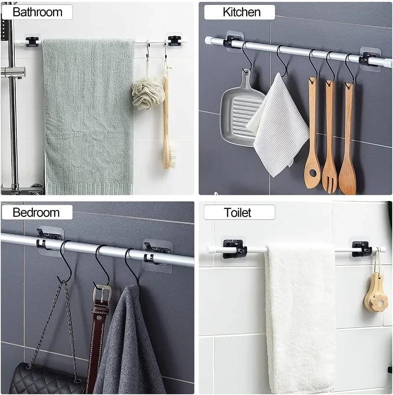 Self Adhesive Curtain Rod Bracket Punch-free Adjustable Curtain Bracket Clamp Hook Household Fixed Clip Hanging Holder