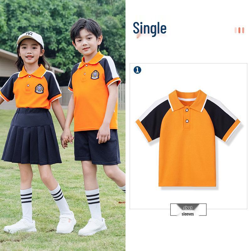 

Оранжевый школьный комплект в стиле колледжа для мальчиков и девочек - 4 предмета, весенне-осенний наряд для детского сада 140 cm