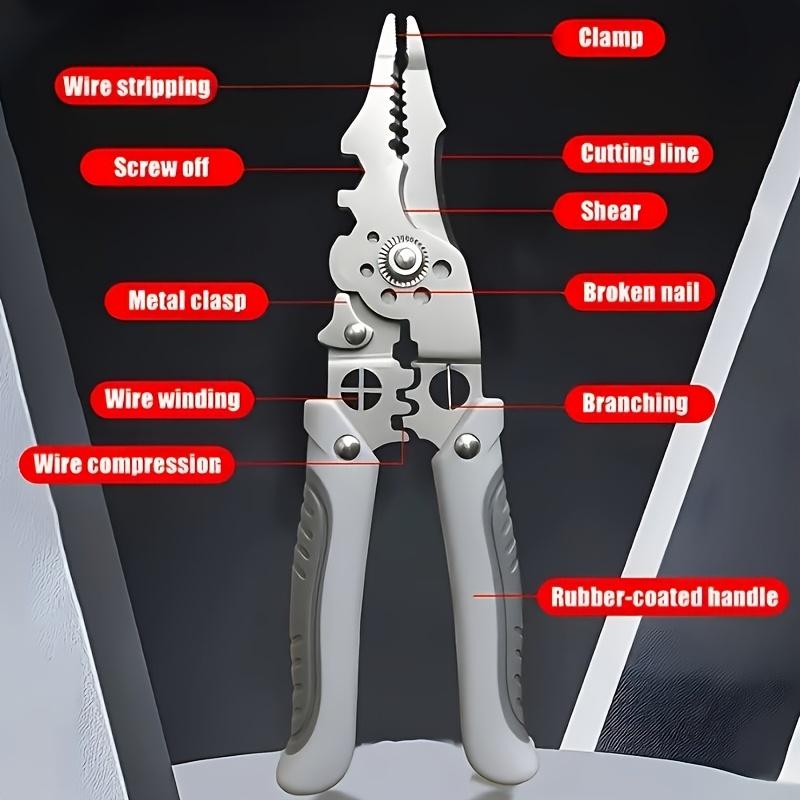 

21,59 см Многофункциональные плоскогубцы для резки и зачистки проволоки из нержавеющей стали - Промышленного класса, Прочный металл с рукоятками с зубчатым захватом для резки