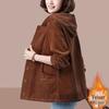 Women's Oversized Corduroy Jacket - Autumn/Winter Velvet, Korean Style, Plus Size Slimming