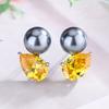 New jewelry jewelry pearl stud earrings S111 silver needle colored treasure pearl collision fashion high personality women's spot