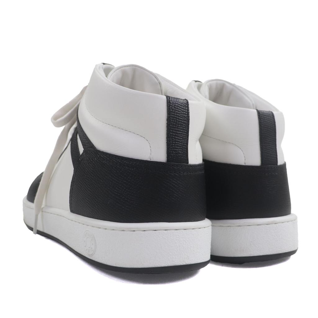Excellent HERMES High cut sneakers inject White black leather mens 43.5 Used
