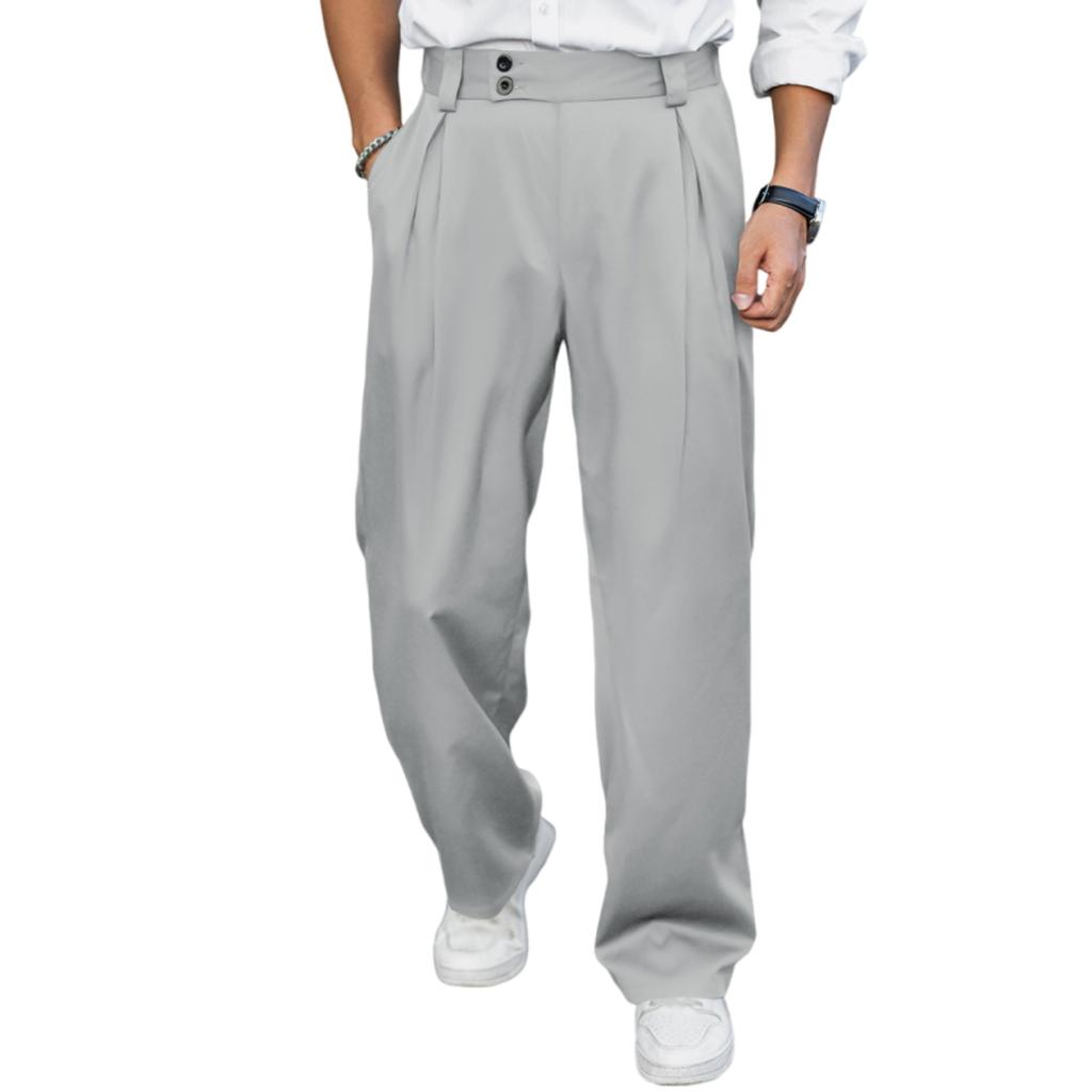 Men's Wrinkled Drapey Loose Fit  Pants, Versatile Straight Leg Casual Trousers