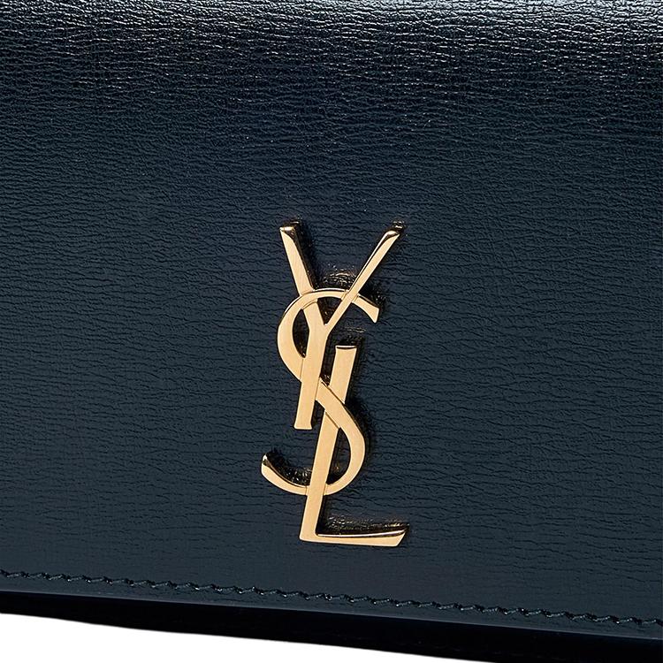 Saint Laurent Ysl Cassandre Logo Botão Fechamento Couro Crossbody Bolsa de Ombro Feminina Bolsas Preto 820175-0U40J-1000