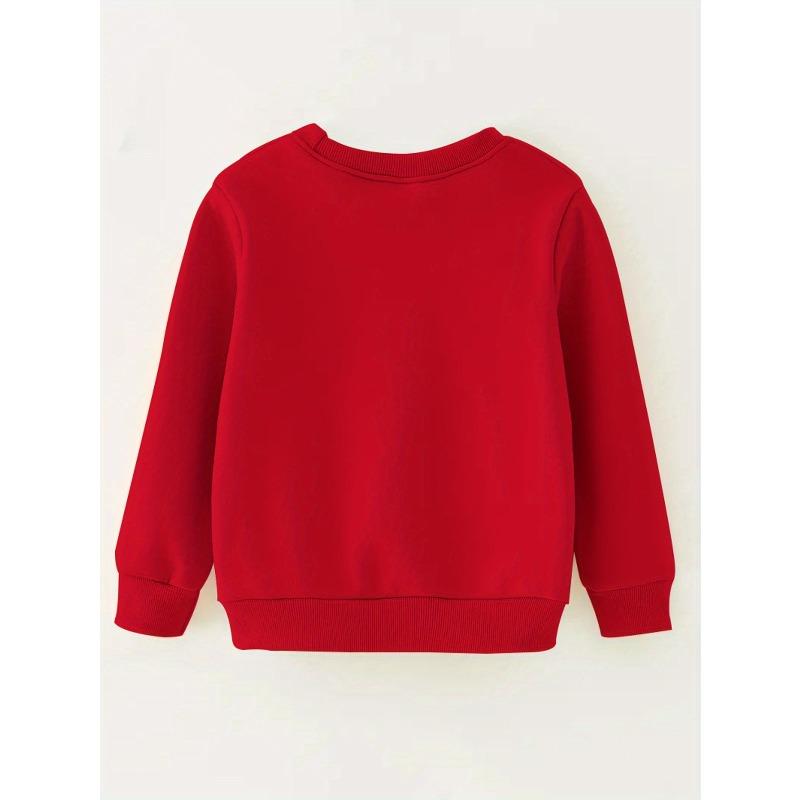 European Sizes Christmas Tree Print Casual Round Neck Sweatshirt For Boys And Girls, Layering Top