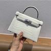 Crocodile Pattern Kelly Bag, Women's New Fashionable and Versatile Second Generation Mini Leather Shoulder Cross Carrying Bag