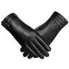 Damenhandschuhe Winter Outdoor Mode Bequem Warm Handschuh Plüsch Touchscreen Fahren PU Lederhandschuhe