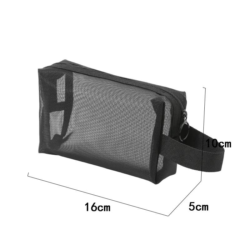 Large Capacity Mesh Makeup Bag Makeup Storage Pouch 1PC Black Layer Travel Cosmetic Bag Travel Toiletries Cosmetic Storage Bags