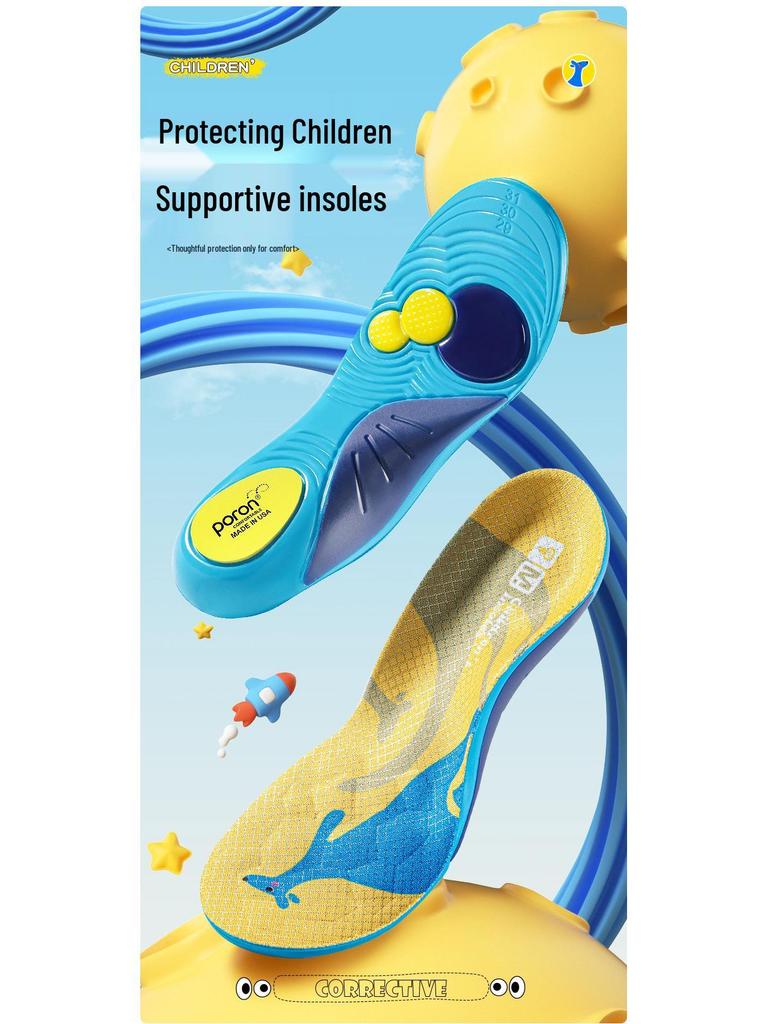 Kids' Arch Support Cushioned Insoles - Soft, Shock-Absorbing, Anti-Slip, Cuttable for Sports & Running Shoes