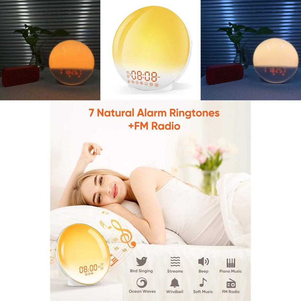 Led Sunrise Sunset Simulation Alarm Clock With Colorful Ambient Light For Relaxation