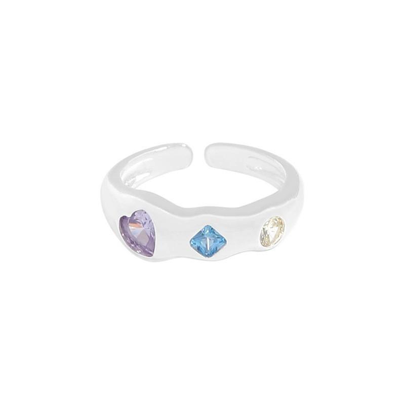 Ring Copper Adjustable For Women Showcasing Colorful Zircon Stones In Eyecatching Geometric Design For 2023