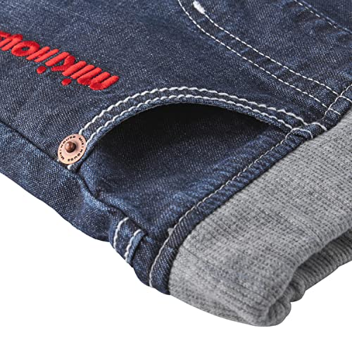 Miki House 10-3205-490 Pants, Long Pants, Denim, Hickory, Logo, Simple, Boys, Girls, Baby, Kids, Children's Clothing, Indigo Blue, 130