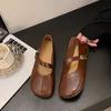 2025 new late evening wind small single shoes women's spring flat bottom with skirt Mary Jane shoes soft sole French beanie shoes