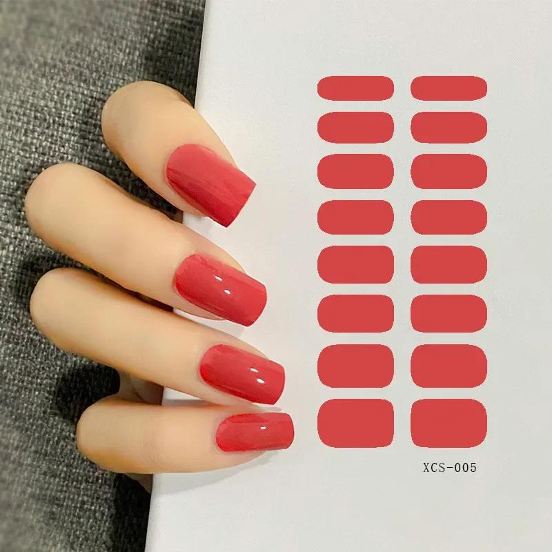53 Colors Nail Polish Stickers Pure Strips Waterproof Adhesive Nail Full Sticker Environmental Protection DIY Nai Stickers