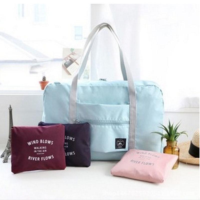 Korean Style Foldable Travel Organizer Bag - Jacquard Clothes Storage