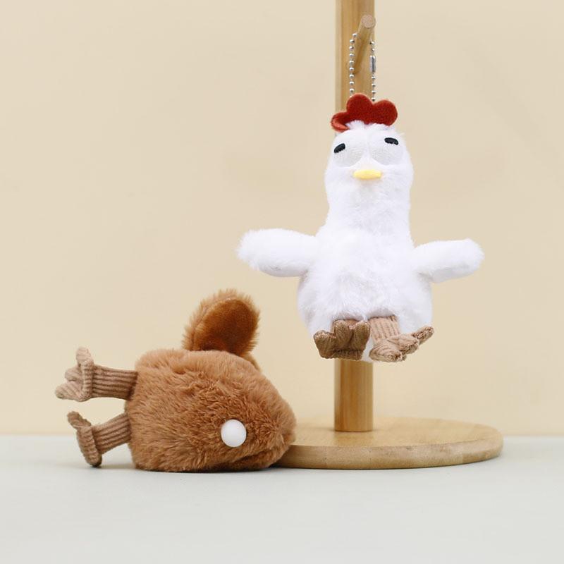 Adorable Plush Chicken Keychain Soft Short Plush Stuffed Animal Toy With Bubble Blowing Feature