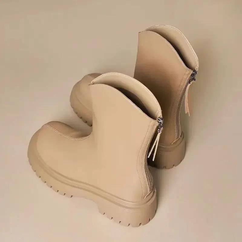 Fashion Elegant With Medium Heels Booties Round Toe Winter 2024 Female Short Shoes On Offer Designer Luxury New In Women's Ankle Boots