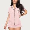 Women's Summer Simple and Casual Lapel Short-sleeved Shirt and Shorts Two-piece Home Wear
