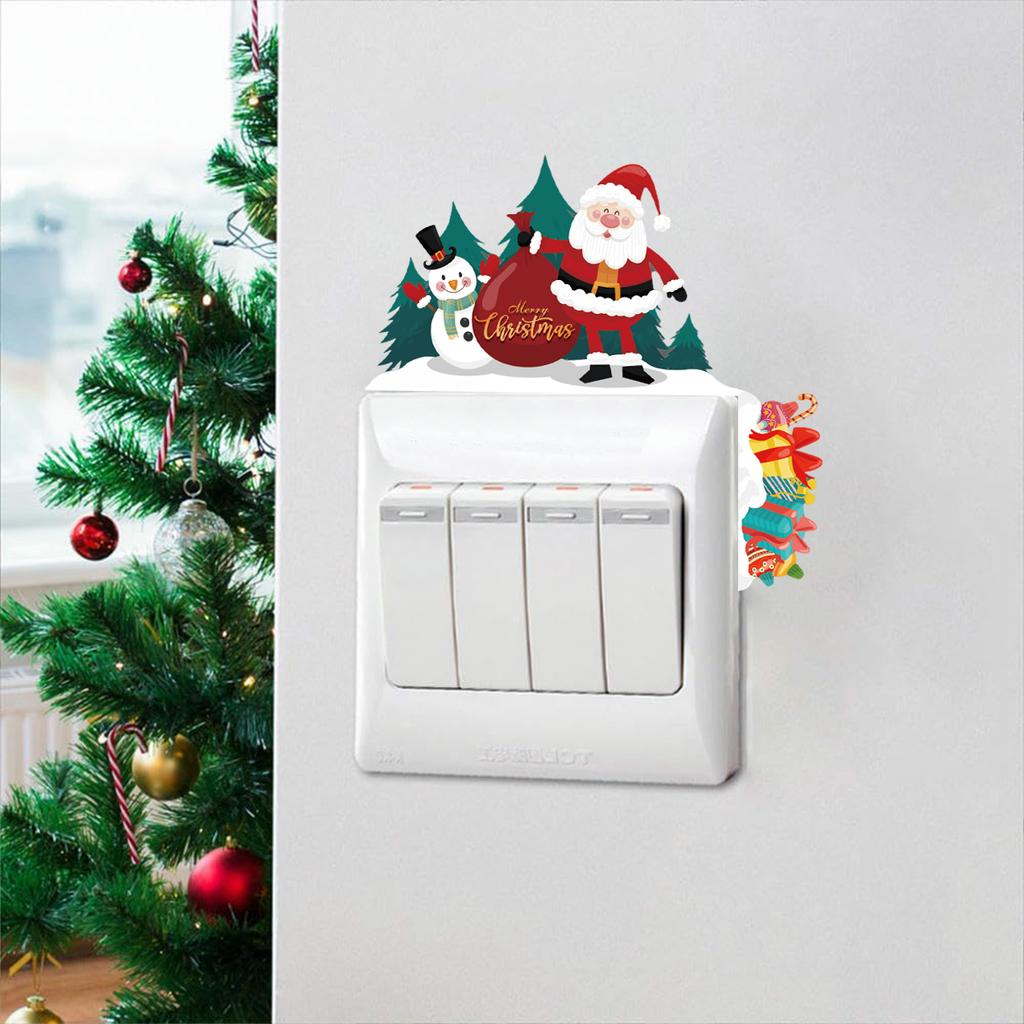 Christmas Santa Claus Switch Sticker Merry Christmas Decor for Home 2025 Navidad Xmas Ornament Penguin Sticker New Year 2026