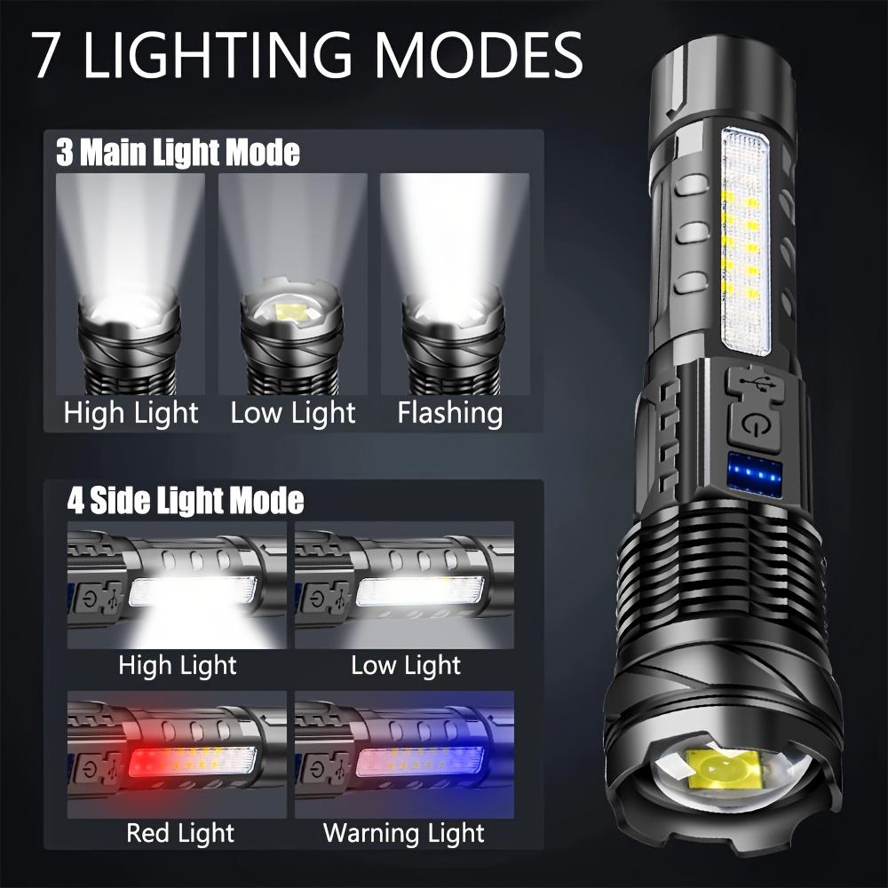 2PCS Ultra Bright LED Flashlights USB Rechargeable Tactical Zoom Flashlight Outdoor Emergency COB Lighting Gift Exquisite Box