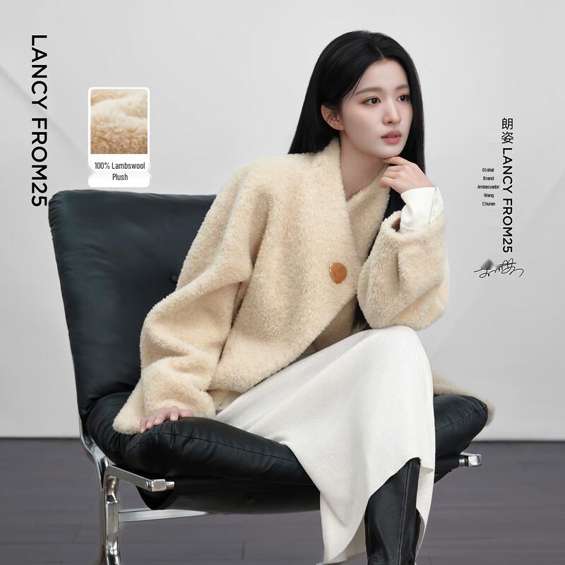 Langzi Wool Stand-Collar Faux Fur Short Jacket