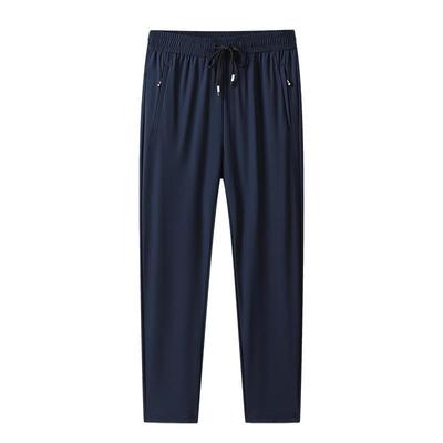 Vysoce kvalitní rychleschnoucí kalhoty z ledového hedvábí pro muže, lehké a volné kalhoty se zavazováním na nohavicích, vysoce elastické sportovní kalhoty plus size