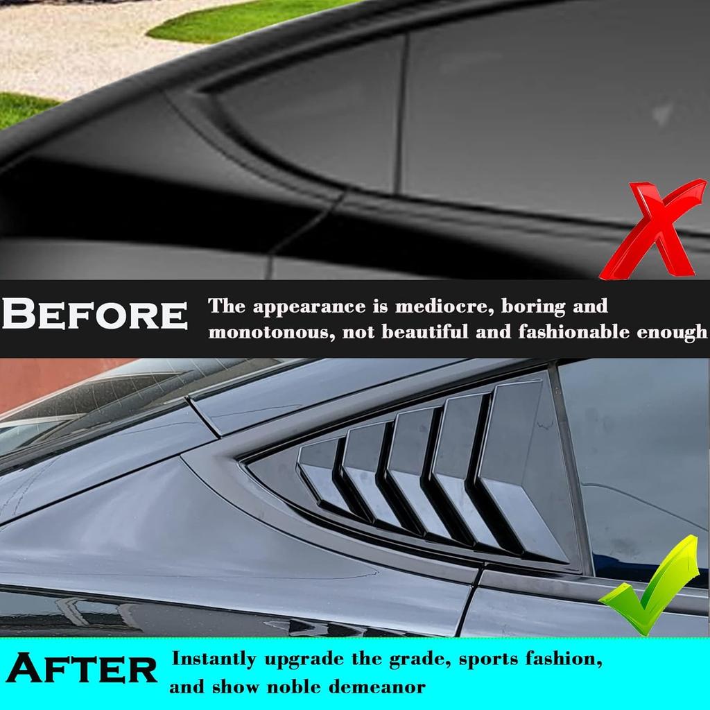 YHCDSEA For Model 3 Rear Side Window Shutter Cover Louver Sport Style Cool Exterior Decoration Fit For Tesla Model 3 2017-2025 Accessories (Glossy